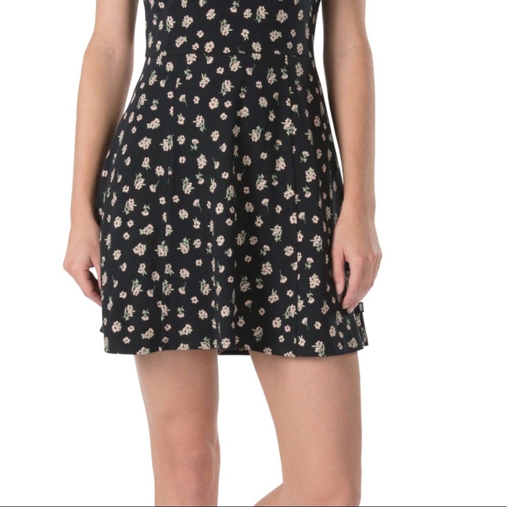 Vans black pink floral print high neck fit & flare skater tank dress - Picture 4 of 8